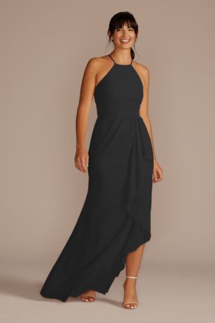 black chiffon bridesmaid dress